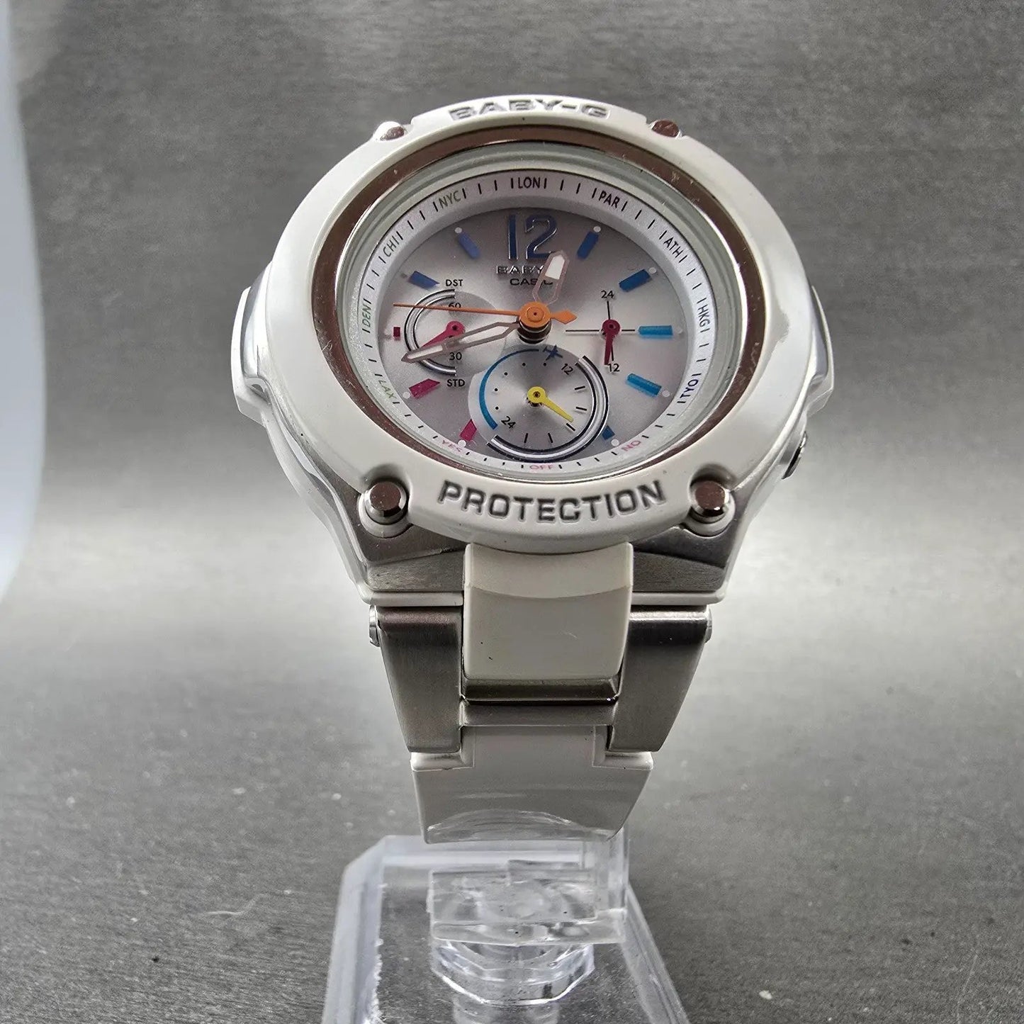 Casio Baby-G BGA-1400 Watch Women 41mm White Dial Silver Tone Round Works5
