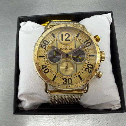 Invicta Speedway Chrono Watch Men 44mm Champagne Dial Gold Tone 69473 Mesh Band0