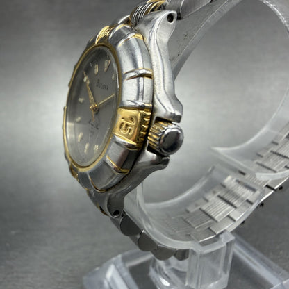 Bulova Marine Star Watch Women 27mm Gray Dial Two Tone Date  New Batt2
