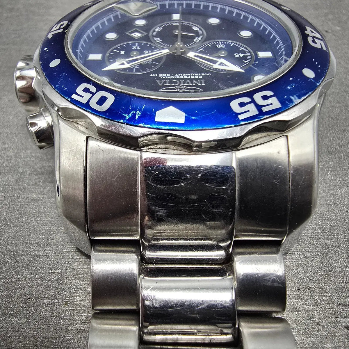 Invicta Pro Diver Chronograph Watch Men 48mm Blue Dial Steel Date 15082 New Batt4
