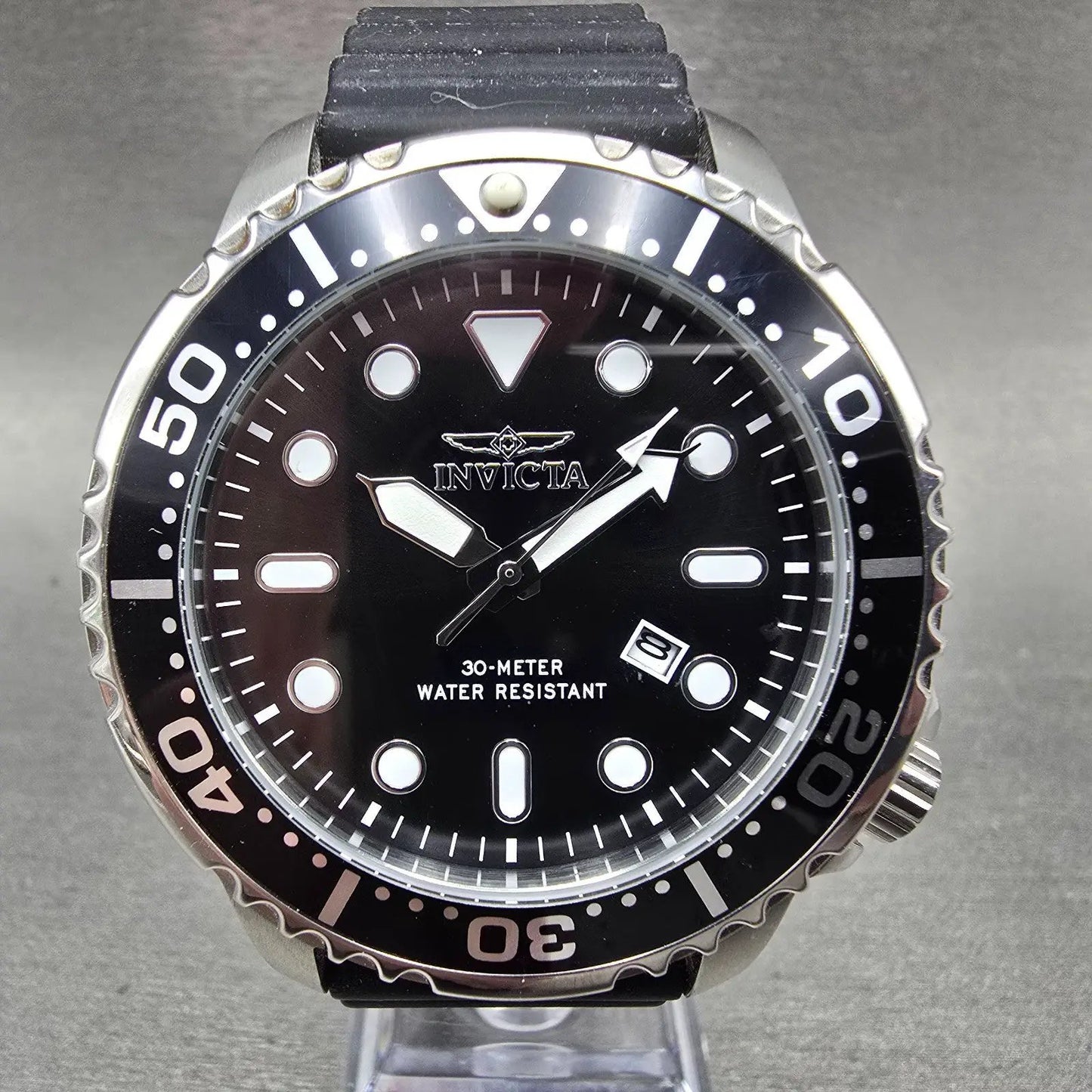 Invicta Pro Diver Watch Men 48mm Black Dial Silver Tone Date 44834 New Battery0