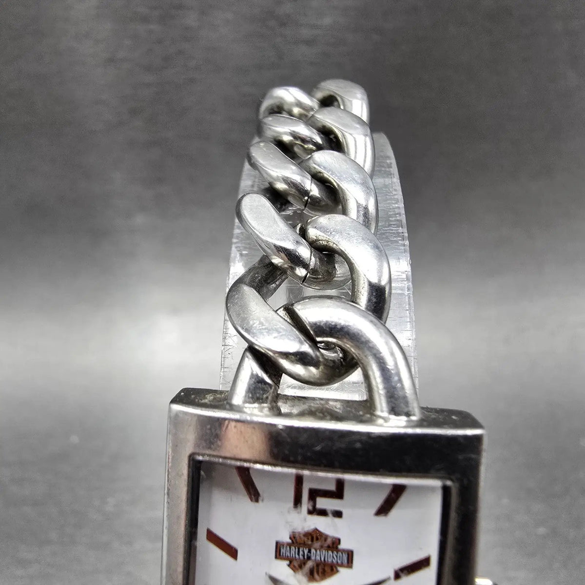 Bulova Harley Davidson Watch Women 20mm White Dial Silver Rectangle New Battery4