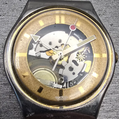 Swatch Golden Sphere Watch Men 39mm Skeleton Dial Silver Case GX102 New Battery1