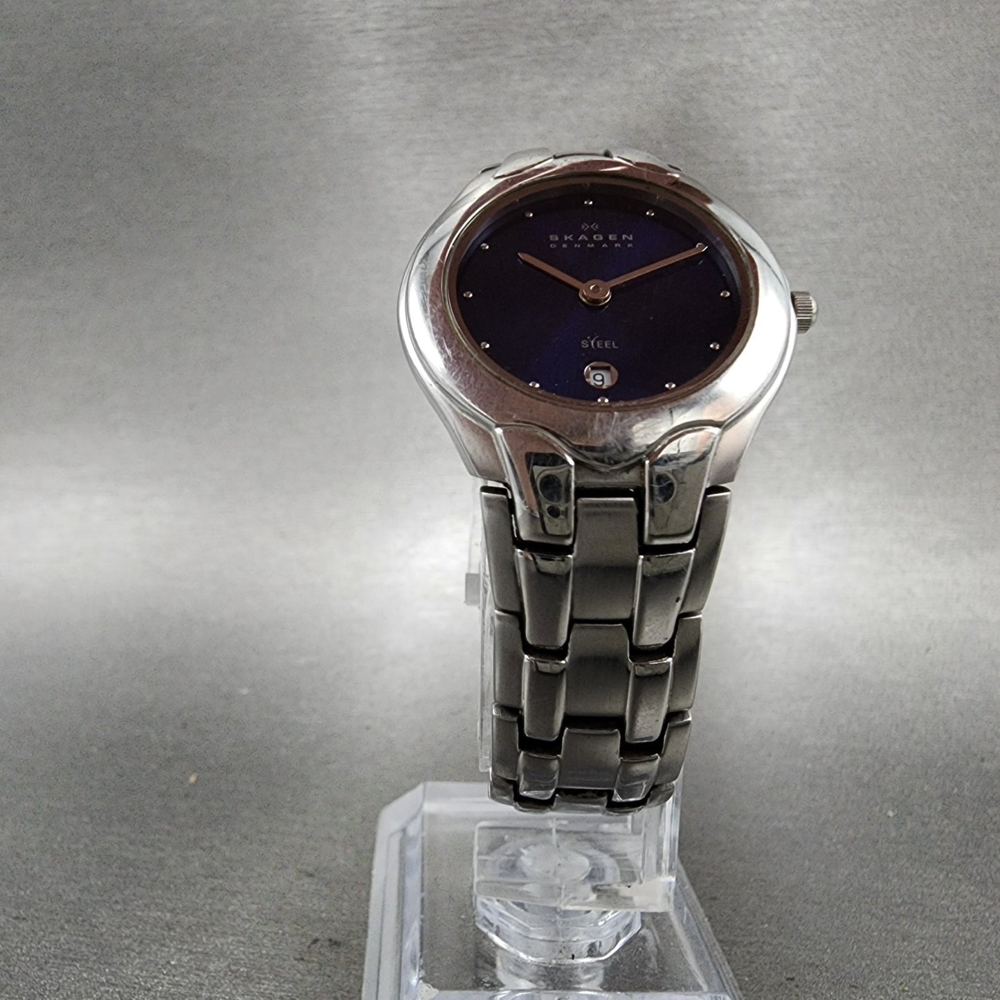 Skagen Watch Women 28mm Blue Dial Stainless Steel Date Round 202SSXN New Battery5