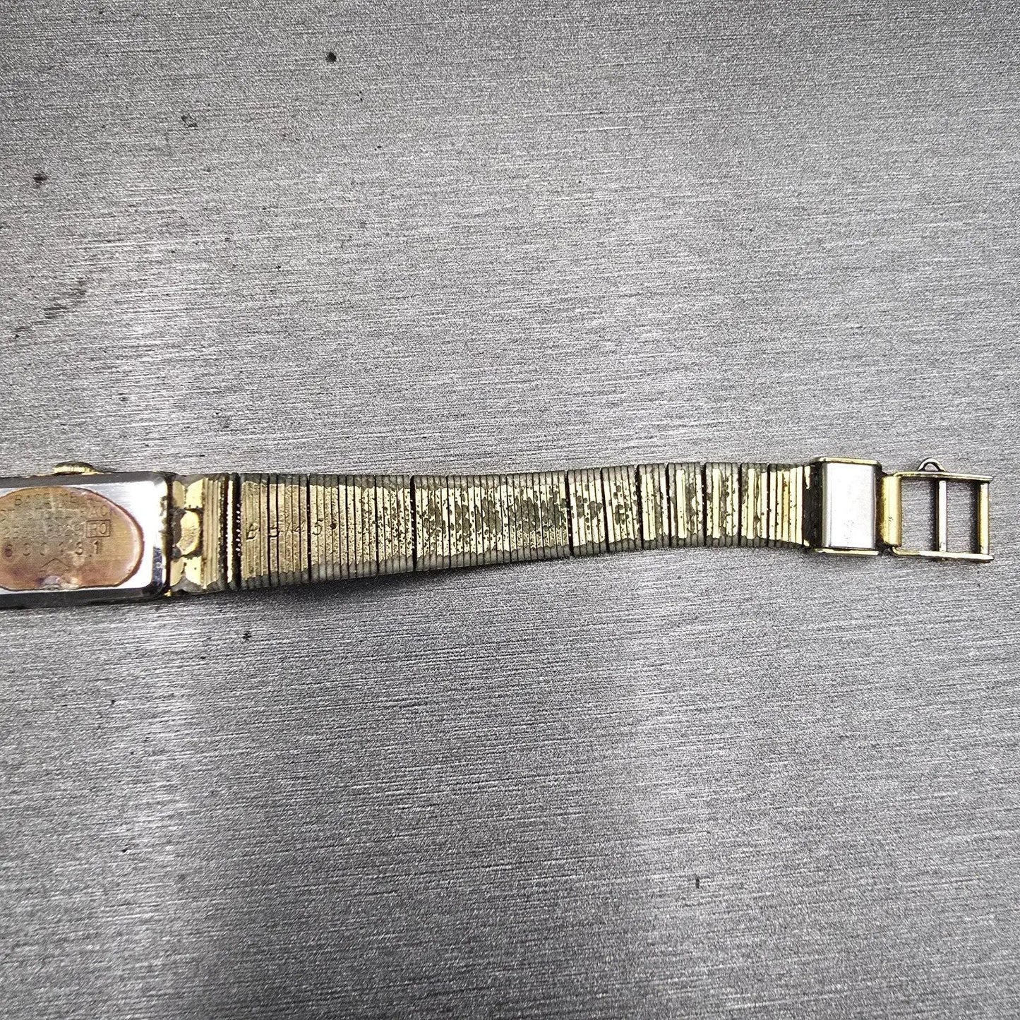 Seiko Watch Women 12mm Gold Dial Gold Tone Rectangle 2E20-5029 New Battery VTG12