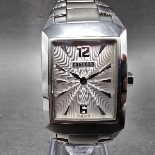 Concord Carlton Watch Women 23mm White Dial Steel Rectangle New Battery0