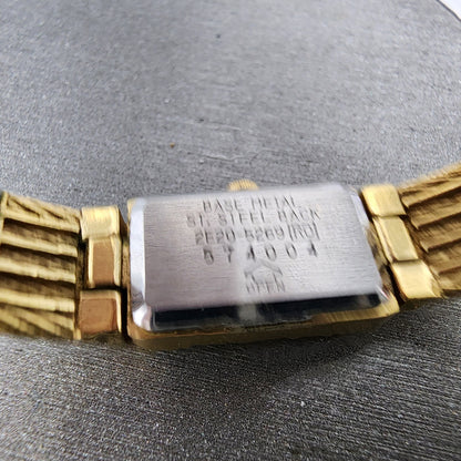 Seiko Tank Women 12mm Champagne Dial Gold Tone 2e205269 New Battery9