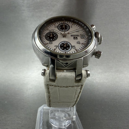 Michael Kors Chronograph Watch Women 36mm White Dial Silver Tone date New BattAB5