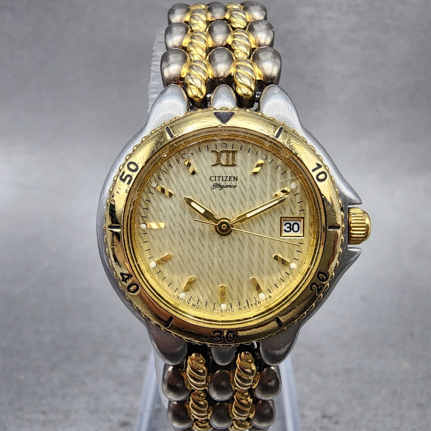 Citizen Elegance Watch Women 25mm Champagne Dial Two Tone Round New Battery1