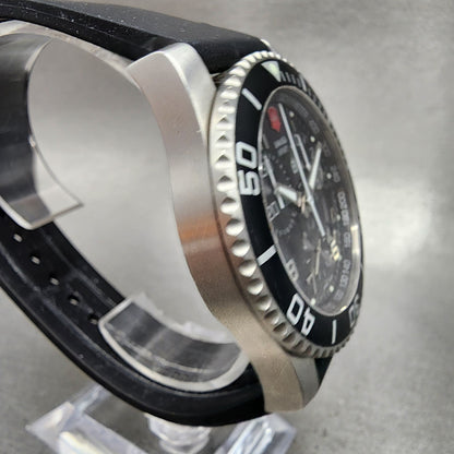 Swiss Army Maverick Watch Men 45mm Black Dial Silver Tone Date 24143 New Batt3