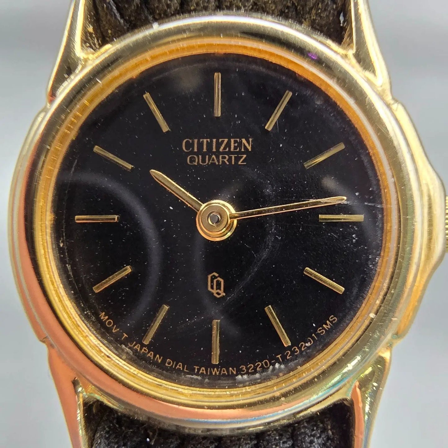Citizen CQ Watch Women 21mm Black Dial Gold Tone Round 3220-914884 New Battery1