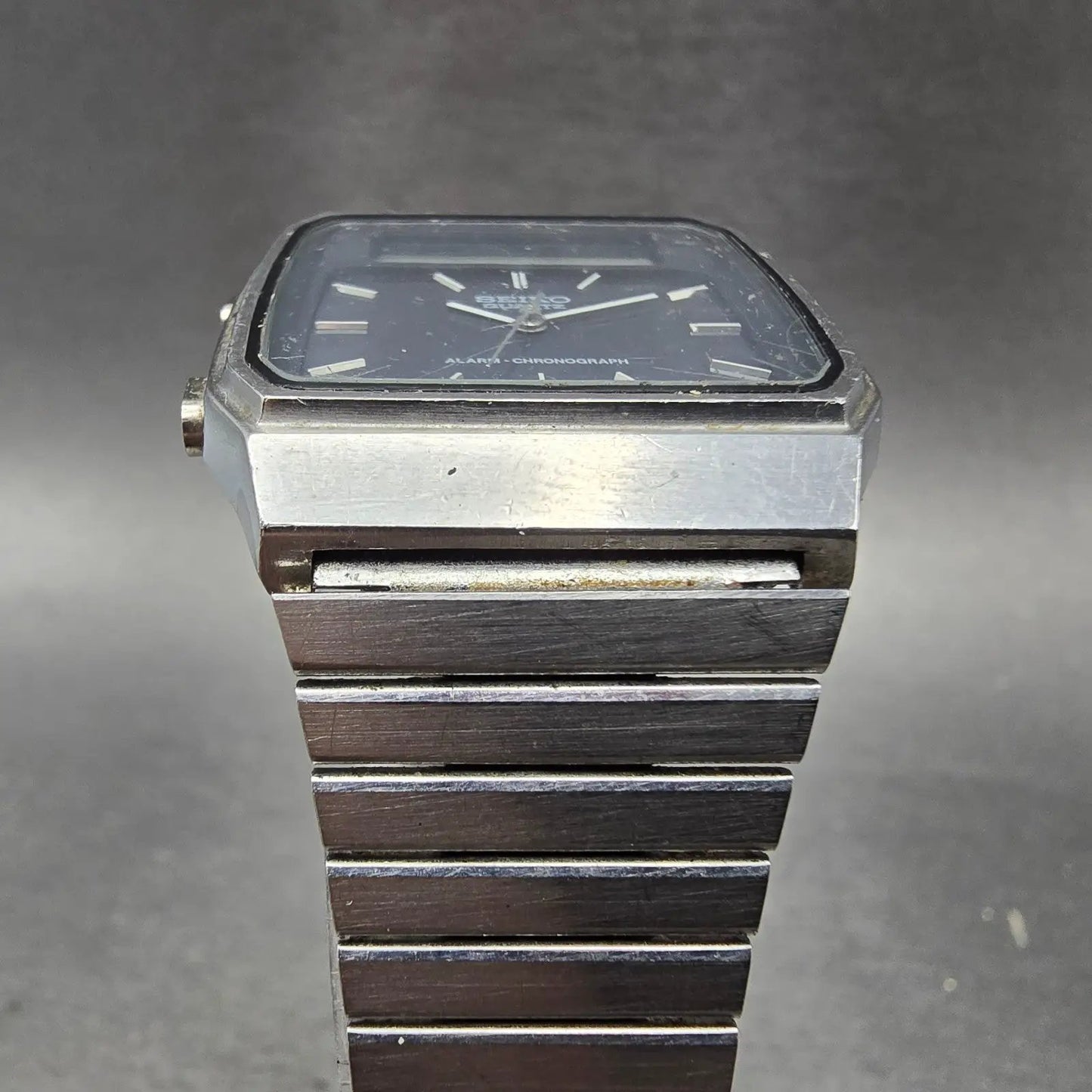 Seiko Analog Digital Watch Men 31mm Black Dial Silver Tone Alarm H357-500H PARTS3