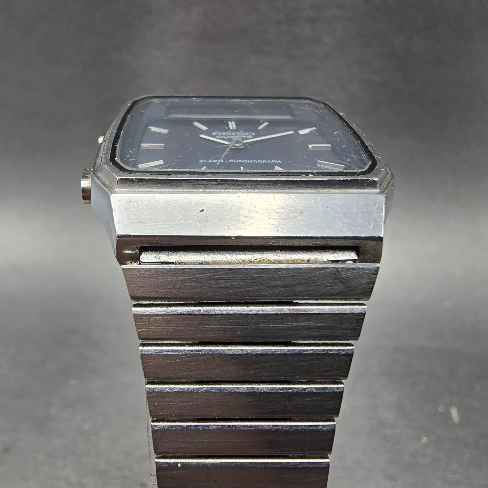 Seiko Analog Digital Watch Men 31mm Black Dial Silver Tone Alarm H357-500H PARTS3