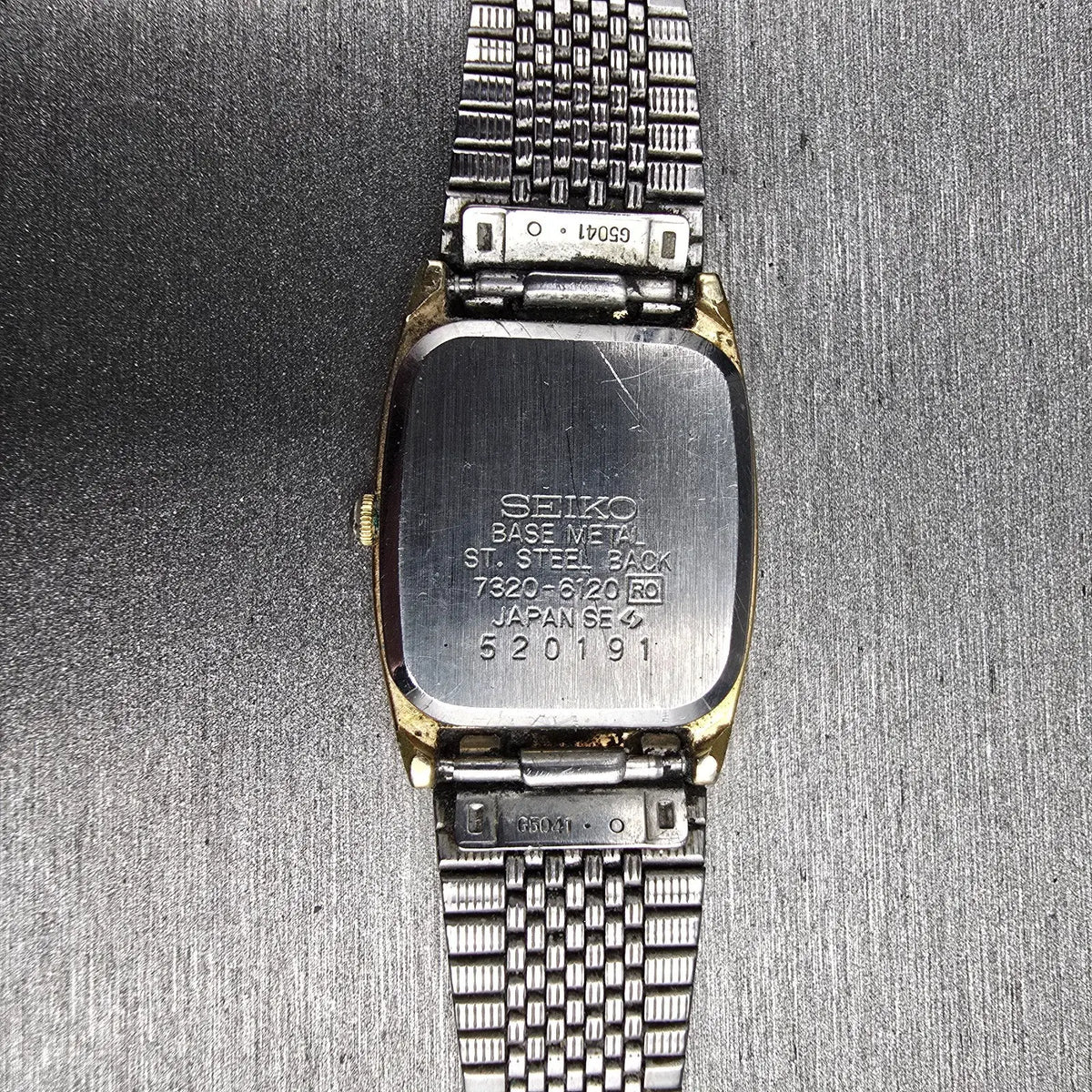 Seiko Watch Women 19mm Black Dial Gold Tone Rectangle 7320-6120 New Battery JP3410
