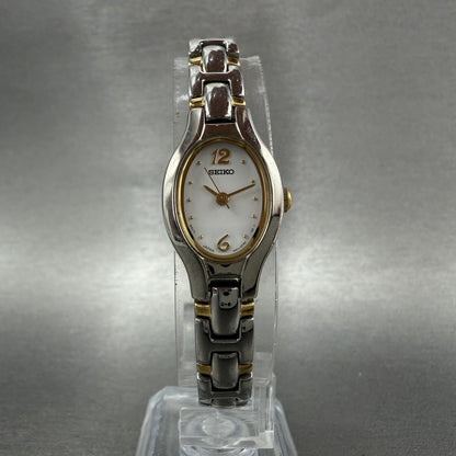 Seiko Watch Women 16mm White Dial Two Tone Oval VTG 1N010CT0 New Battery5