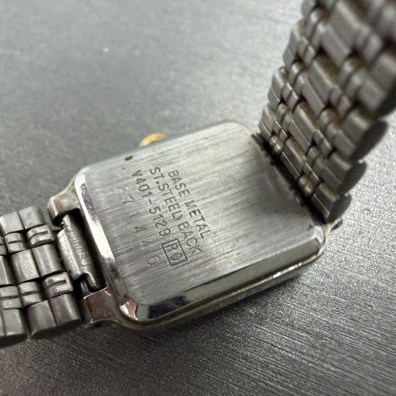 Seiko Tank Watch Women 18mm White Dial Two Tone Rectangle V401-5129 New BatteryL9