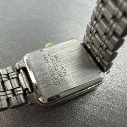 Seiko Tank Watch Women 18mm White Dial Two Tone Rectangle V401-5129 New BatteryL9