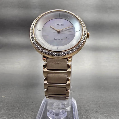 Citizen Eco-Drive Watch Women 30mm MOP Dial Gold Tone Gemmed E031-R007645 Works5