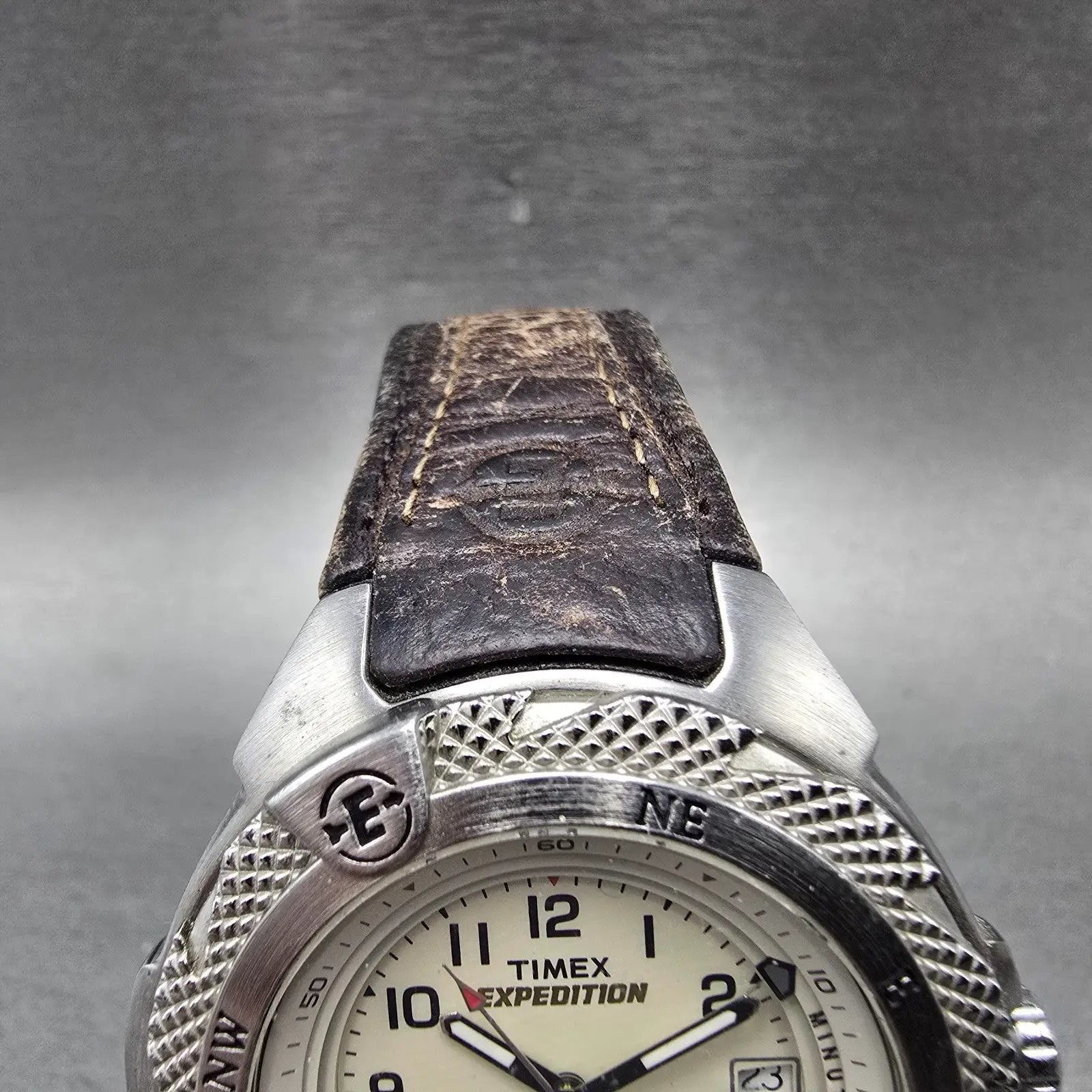 Timex Expedition Watch Men 41mm White Dial Silver Tone Alarm Date New Battery GH4