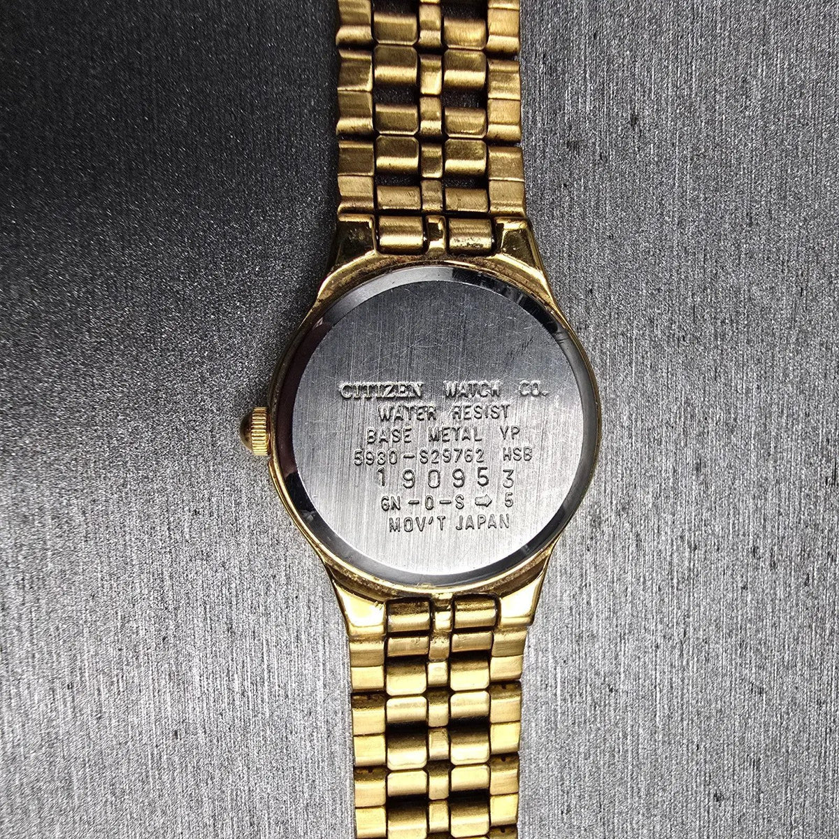 Citizen CQ Watch Women 20mm Champagne Dial Gold Tone 5930-S29762 New Battery JKL12