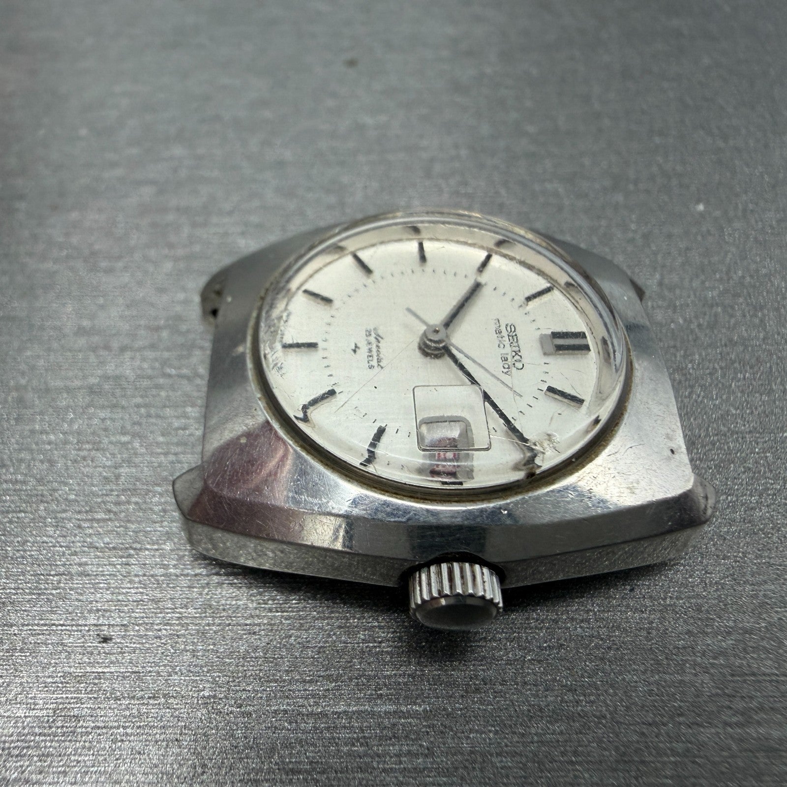Seiko Matic Lady Special Watch Women 25mm Silver Dial Steel Date 2565-0010 PARTS6