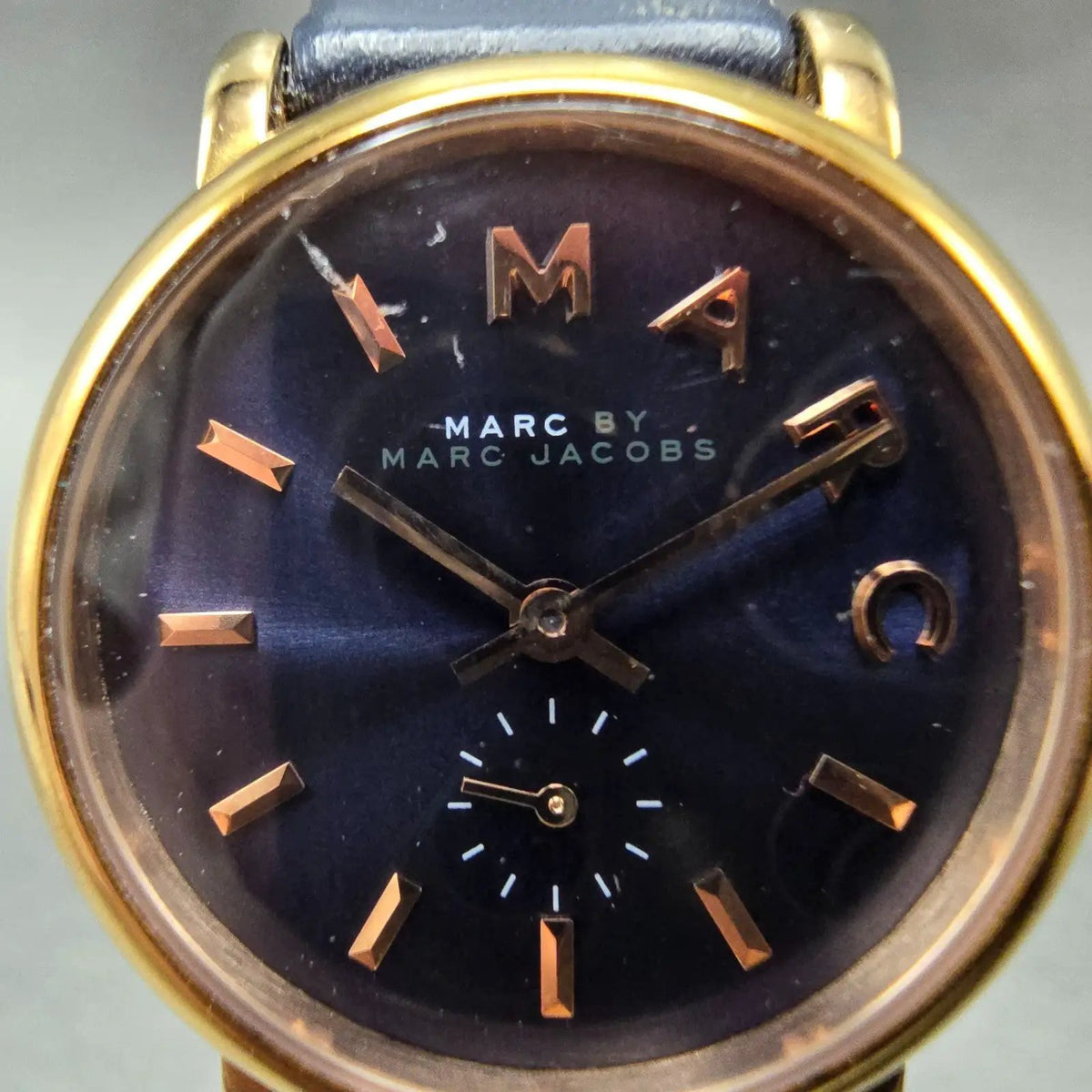 Marc Jacobs Baker Watch Women 28mm Blue Dial Rose Gold Small Seconds New Battery1