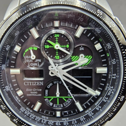 Citizen Skyhawk A-T Watch Men 47mm Black Dial Steel Eco-Drive JY8051-08E Works1