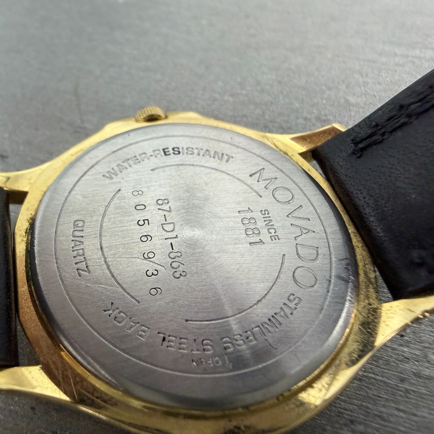 Movado Museum Watch Men 35mm Black Dial Gold Tone Round 87 D1 863 New Battery9