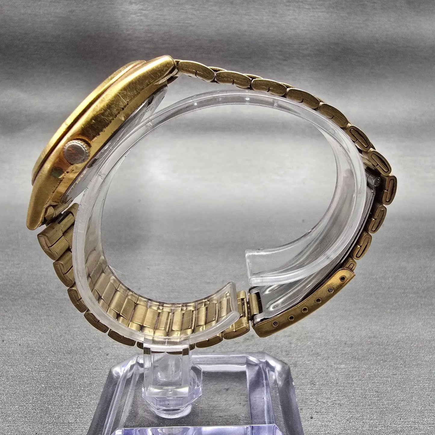 Seiko Watch Men 36mm Luminous Dial Gold Tone Daydate Round 7N43-9048 New Battery6