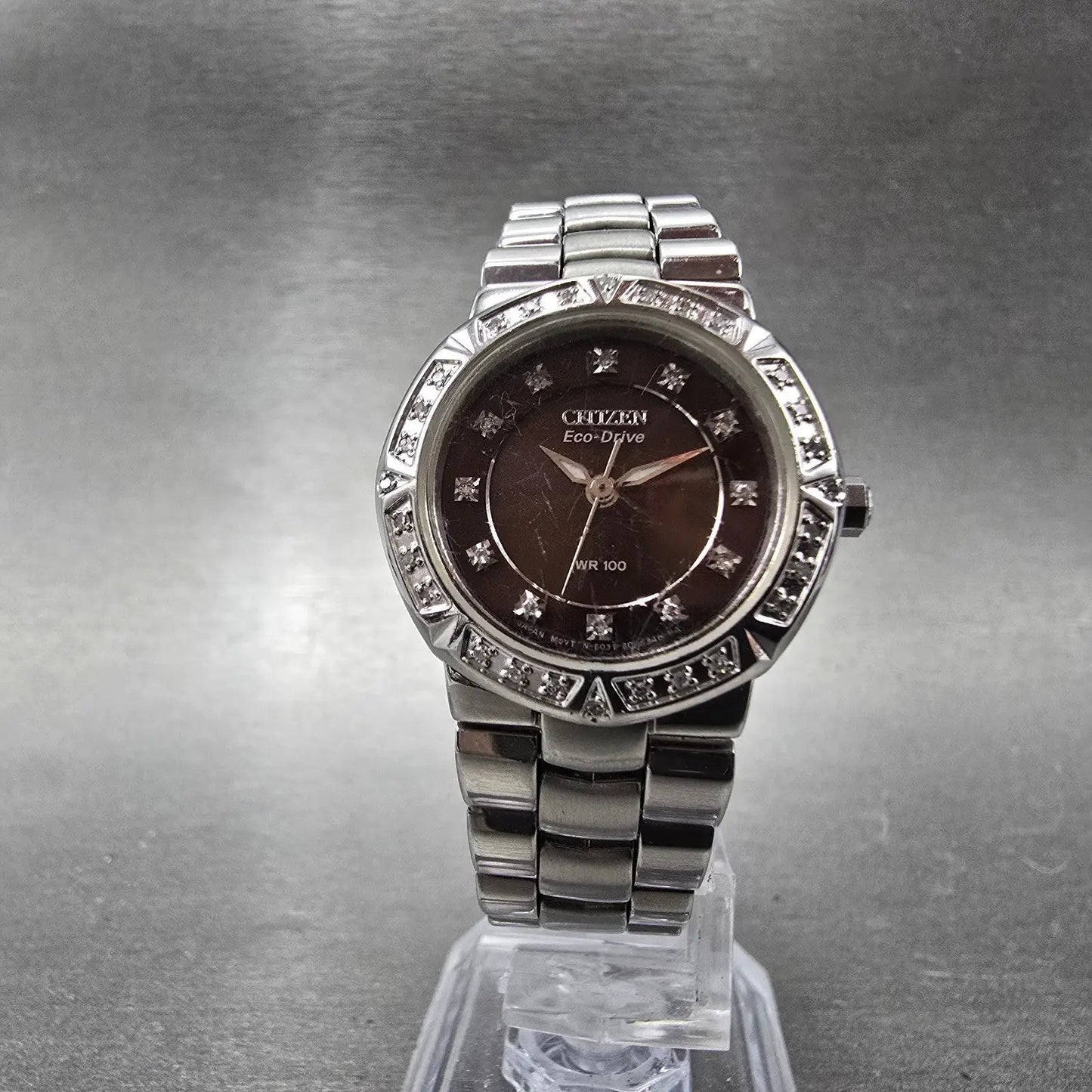 Citizen Eco-Drive Watch Women 26mm Brown Dial Silver Tone E031-S053650 Runs5