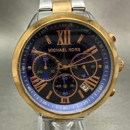 Michael kors Bradshaw Chrono Watch Women 40mm Blue Dial Two Tone MK-6389 New Bat0