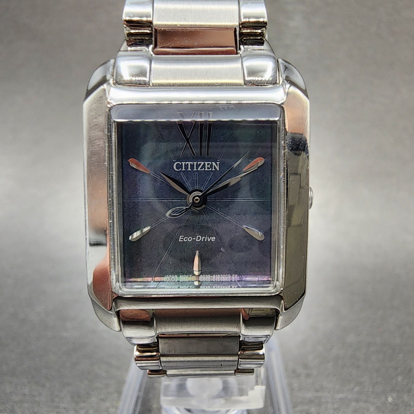 Citizen EcoDrive Tank Watch Women 22mm MOP Dial Silver Tone Rectangle Runs0