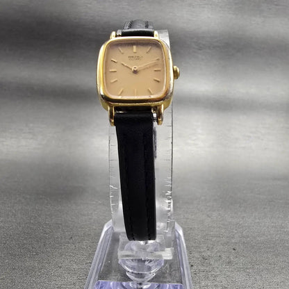 Seiko Watch Women 17mm Gold Dial Gold Tone Rectangle 2Y00-5A09 New Battery VTG5
