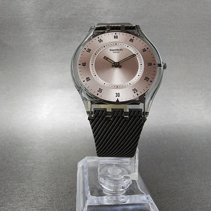 Swatch Skin Watch Women 34mm Silver Dial Clear Case Round New Battery5
