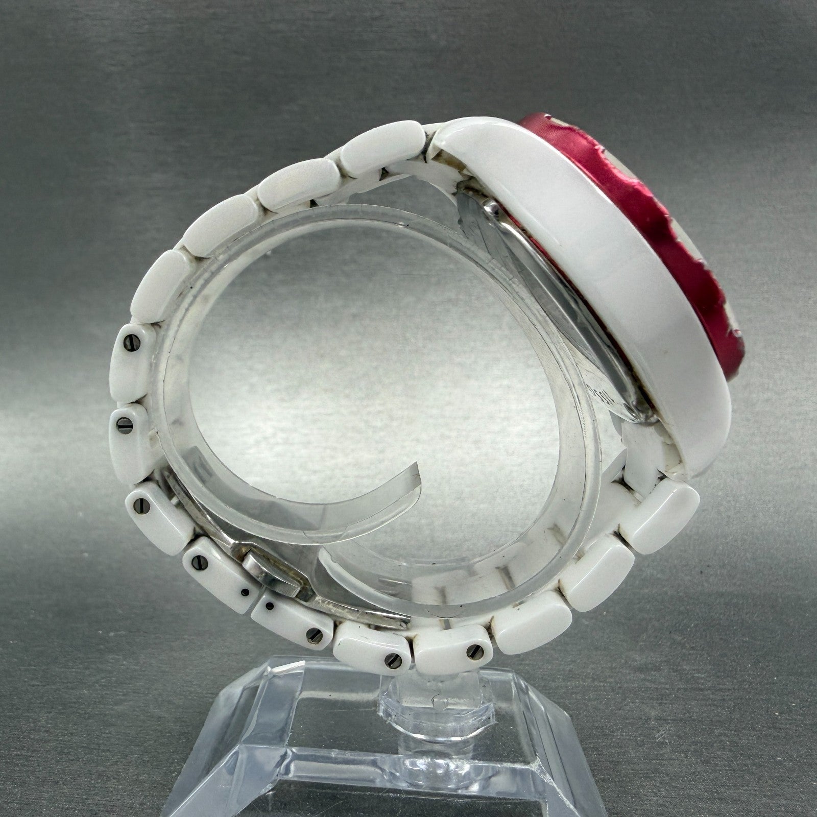 Fossil Watch Women 39mm White Dial White Ceramic Date Round CE-1051 New Battery8