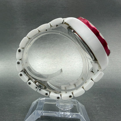 Fossil Watch Women 39mm White Dial White Ceramic Date Round CE-1051 New Battery8