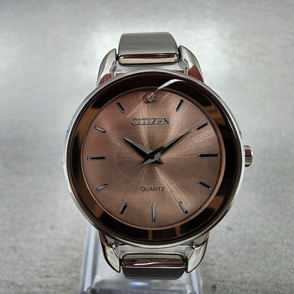 Citizen Watch Women 27mm Pink Dial Stainless Steel Round Bangle New Battery1