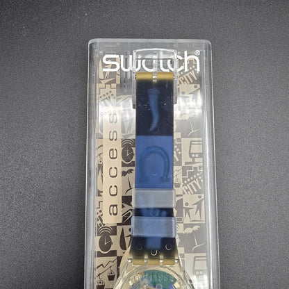 Swatch Access Lucky 7 Watch Men 34mm Blue Dial Clear Case SKZ116 New Battery NOS10