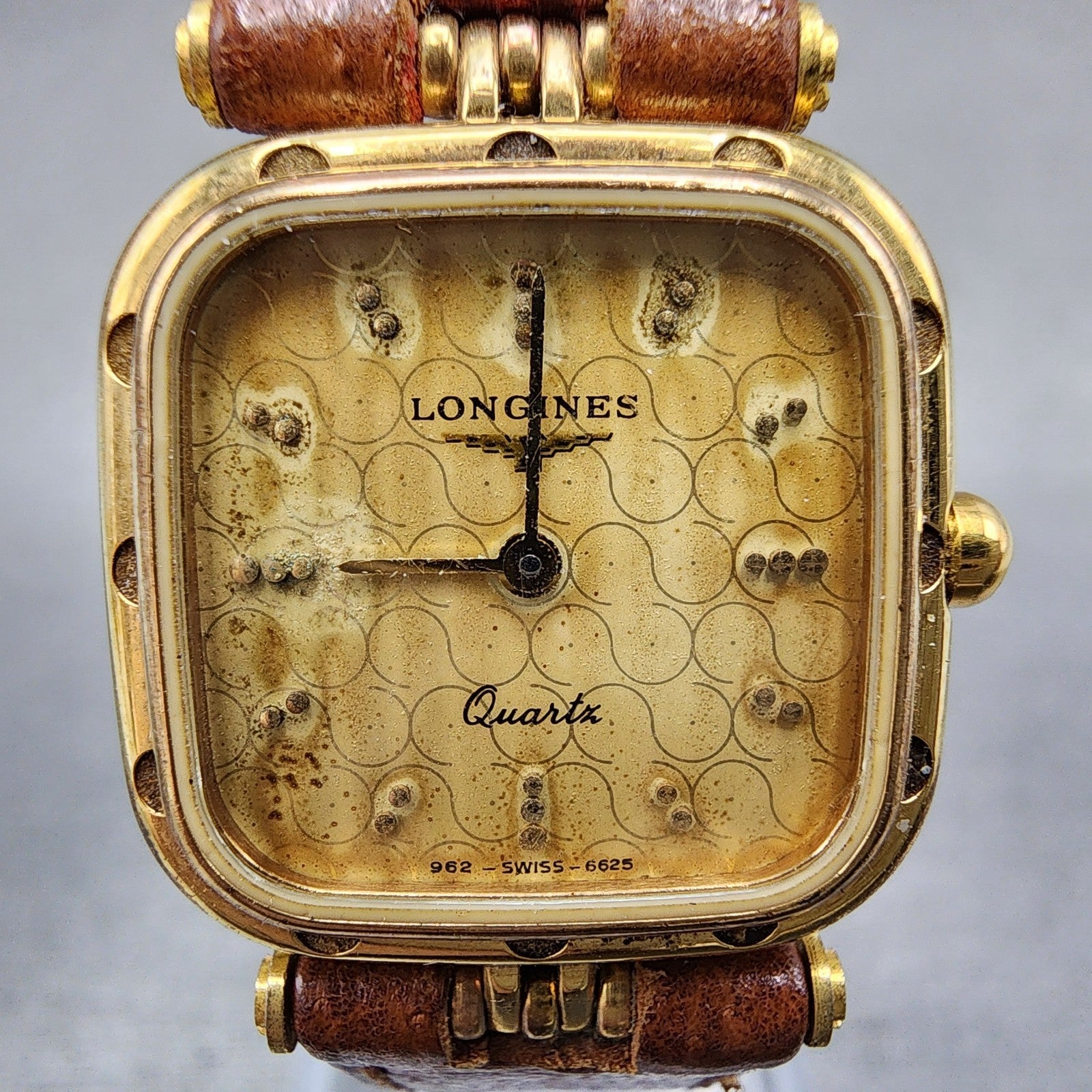 Longines Tank Watch Women 21mm Gold Dial Gold Tone Rectangle 6625 Cal L962 PARTS2