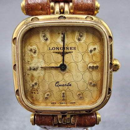 Longines Tank Watch Women 21mm Gold Dial Gold Tone Rectangle 6625 Cal L962 PARTS2