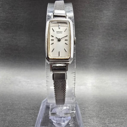 Seiko Watch Women 13mm Silver Dial Silver Rectangle 1320-5779 New Battery VTG5