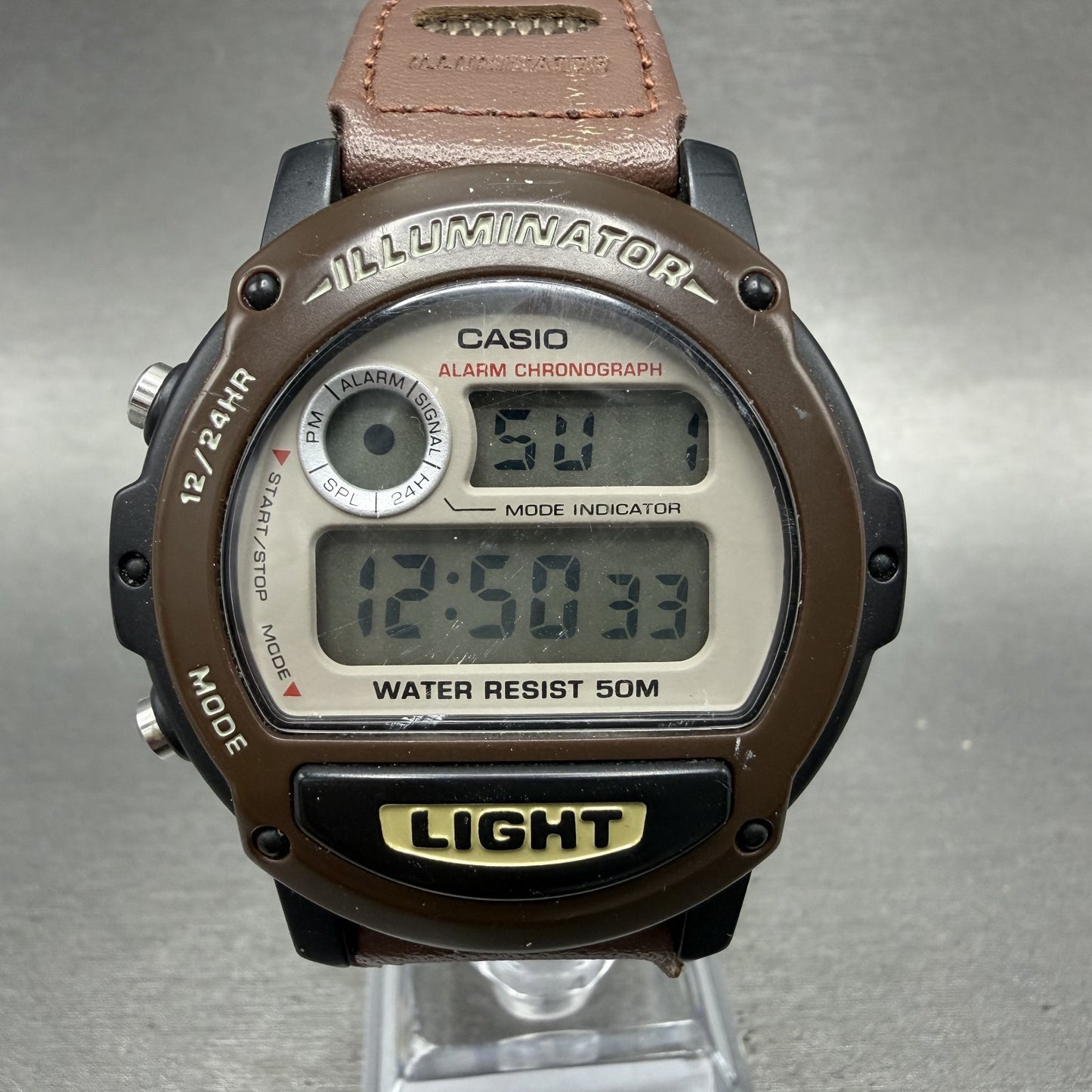 Casio Illuminator Watch Men 44mm Digital Brown Alarm Chrono W89H New Battery0