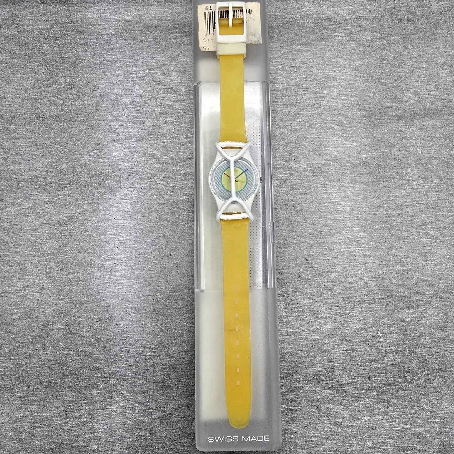 Swatch Lady Banana Watch Women 24mm Blue Dial White Case Round LW106 New Battery9