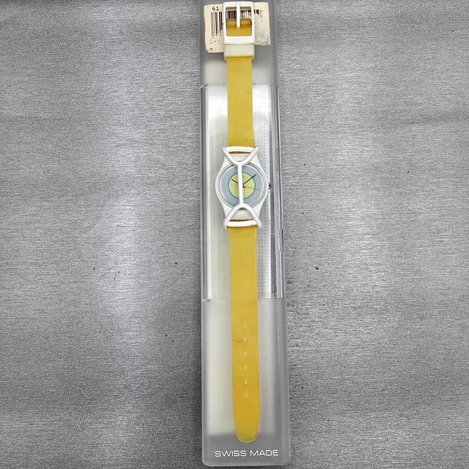 Swatch Lady Banana Watch Women 24mm Blue Dial White Case Round LW106 New Battery9