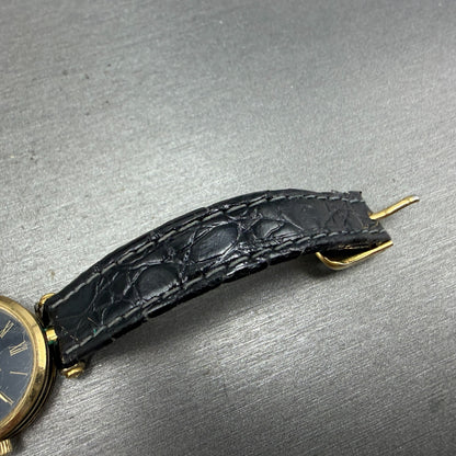 Gucci 2000L Watch Women 21mm Black Dial Gold Plated Round Vintage PARTS7
