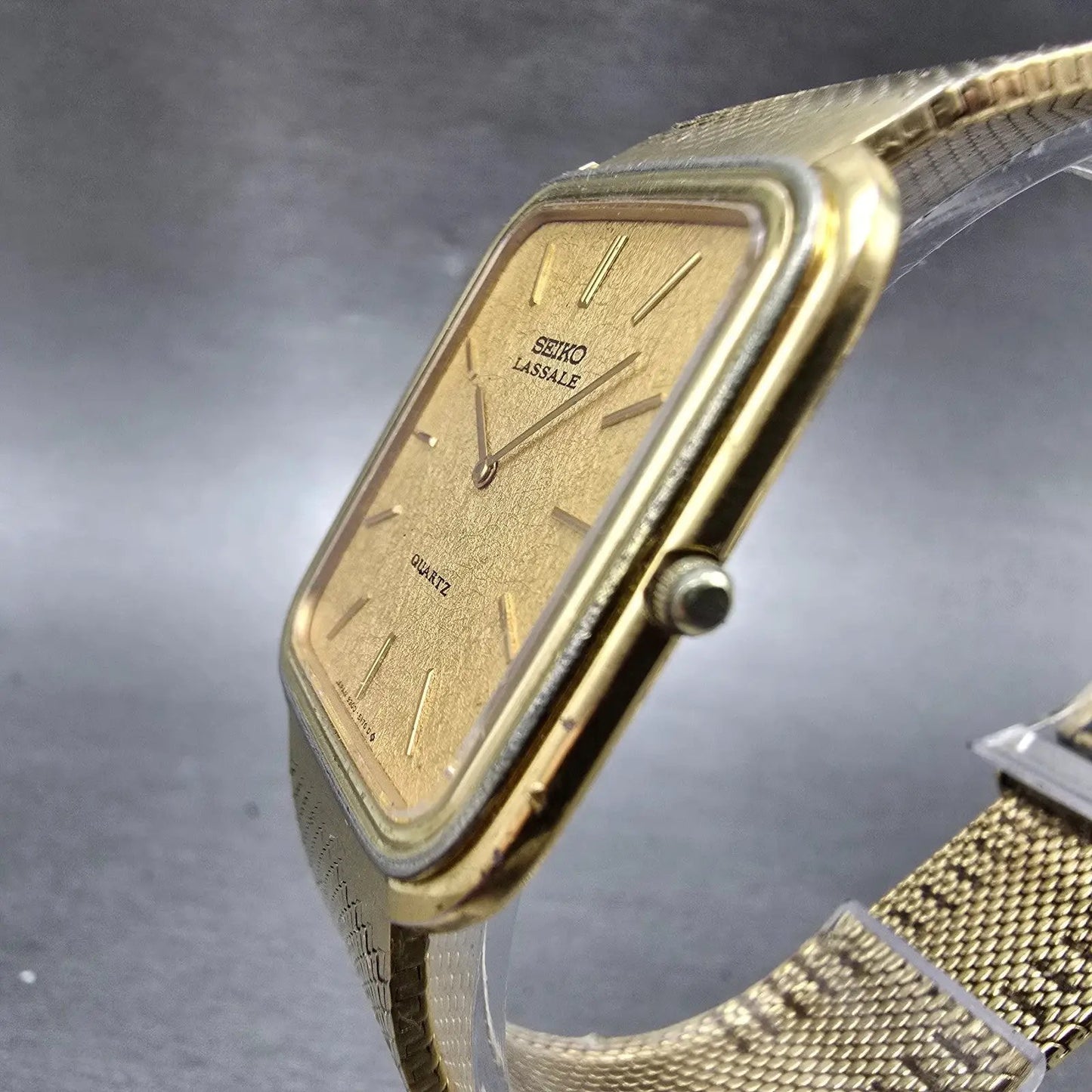 Seiko Lassale Tank Watch Men 27mm Champagne Dial Gold Tone 9300-5159 PARTS VTG3