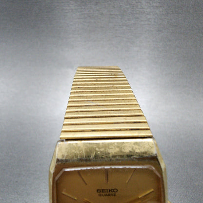 Seiko Tank Watch Men 26mm Gold Dial Gold Tone Rectangle 65305080 PARTS5