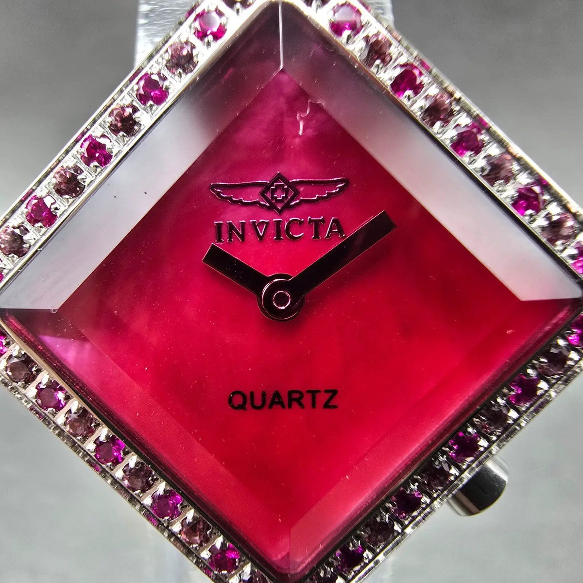 Invicta Wildflower Watch Women 30mm Pink Dial Silver Crystals Square New Battery1