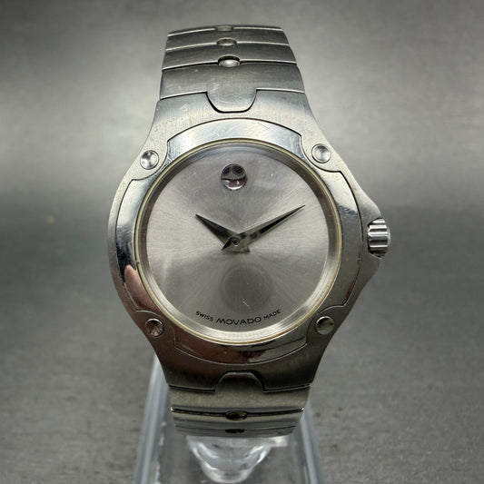 Movado Sports Edition Watch Women 27mm Silver Dial Stainless Steel New Battery A0