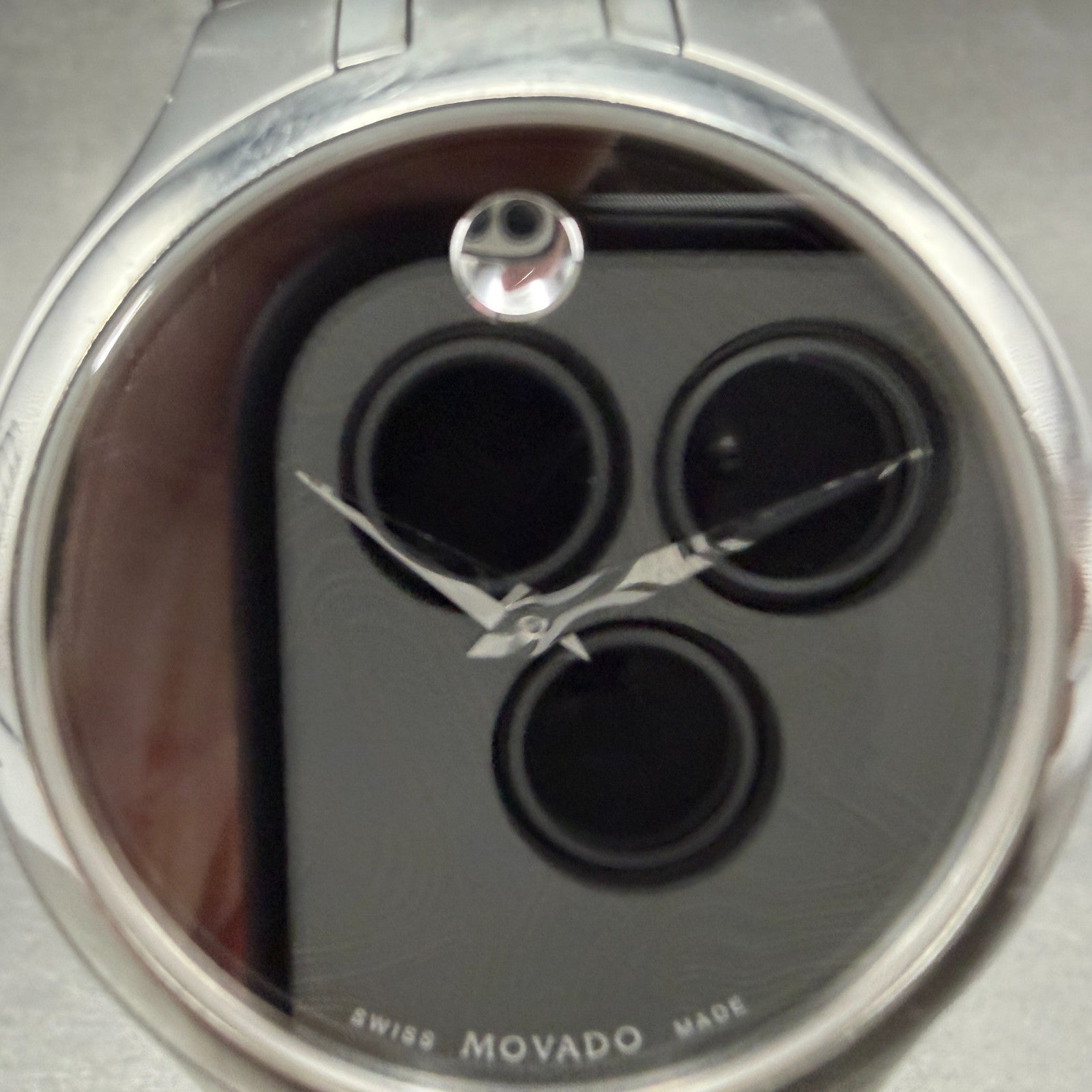Movado Museum Watch Men 39mm Black Dial Silver Tone 01.1.14.1085 New Battery1